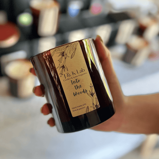 Into the Woods Candle | Warming Woody Blend of Cedarwood & Sandalwood | J & K Lab - J&K Lab